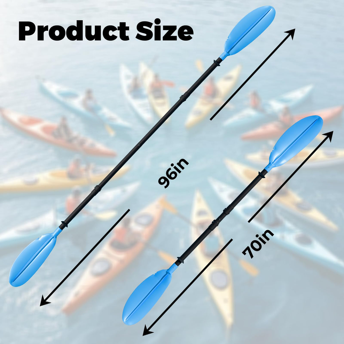 Adjustable Lightweight Floating Kayak Paddle with Safety Rope Y929