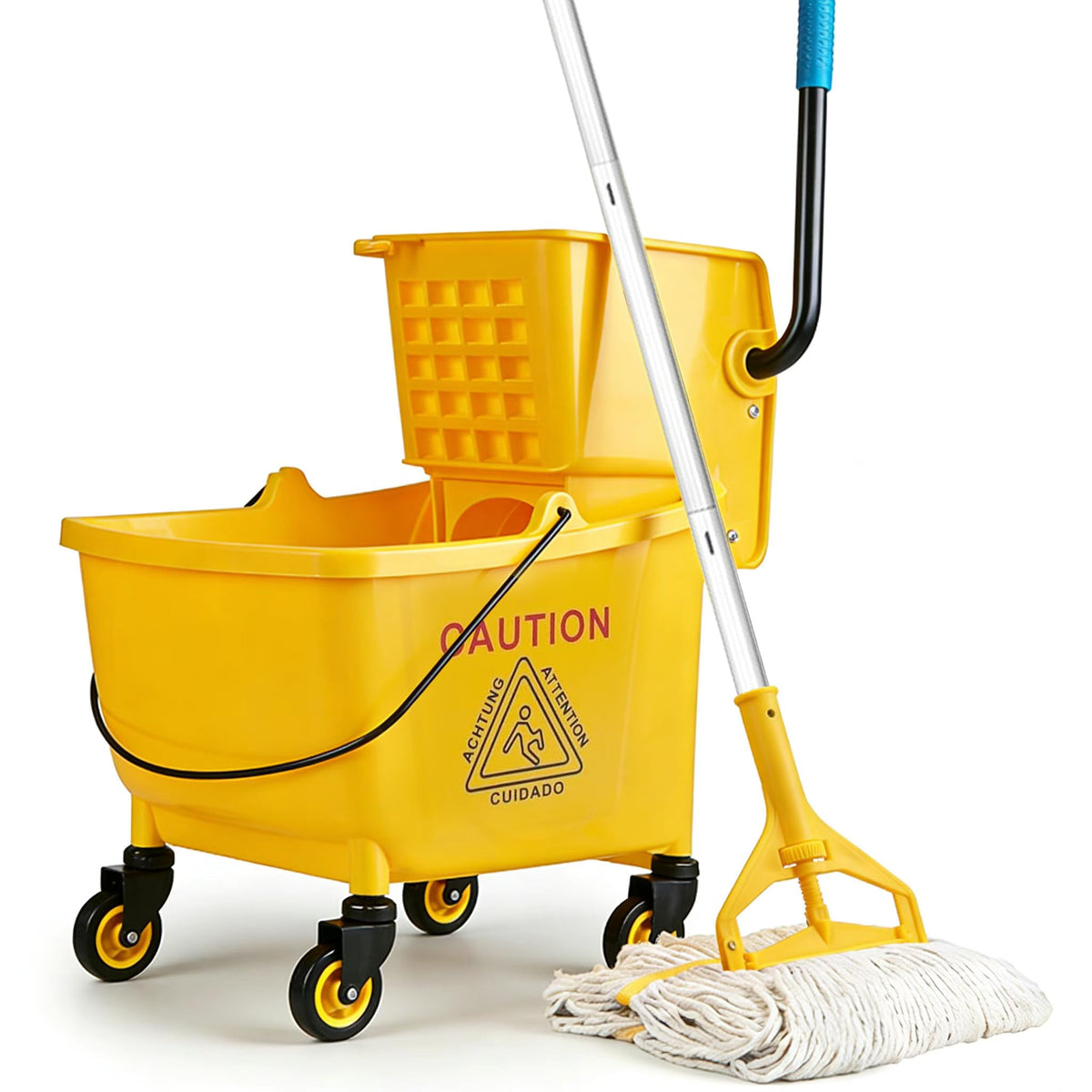 33 Qt Mop Bucket with Side-Press Wringer and Cotton Mop S958164