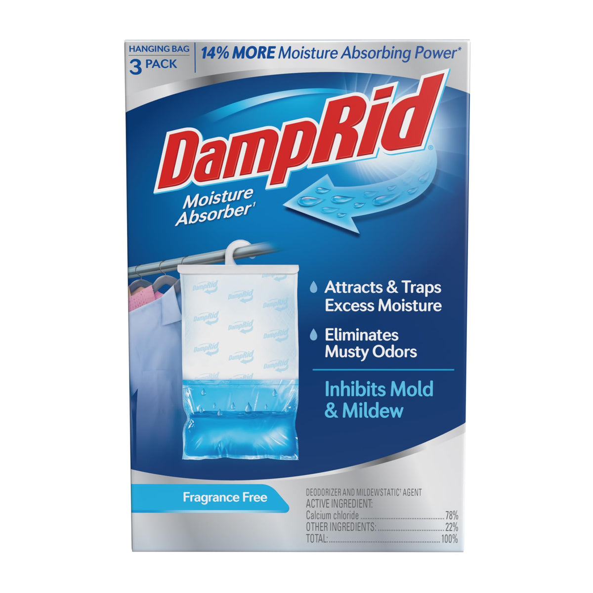 Fragrance Free Hanging Moisture Absorber, 16 oz., 3 Pack V395100