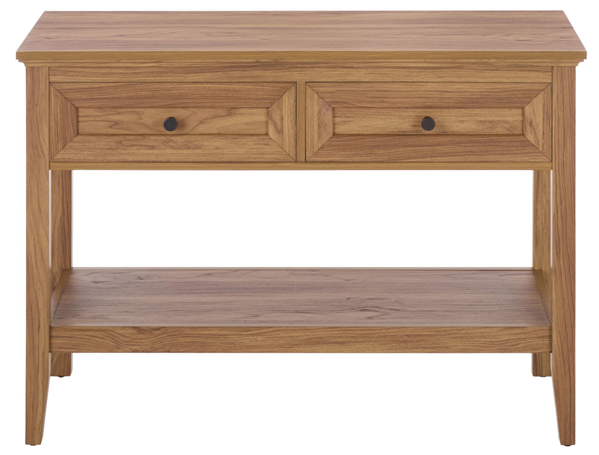 Oak 2-Drawer Console Table with Shelf Storage I21153