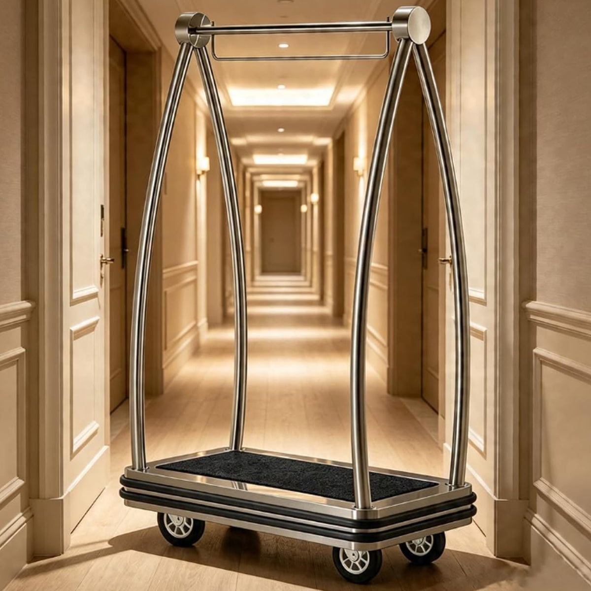 Stainless Steel Baggage Trolley with Wheels E9175