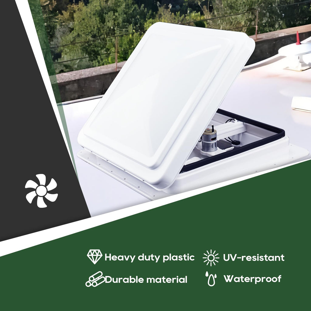 14x14 White 12V RV Roof Vent Fan U4280