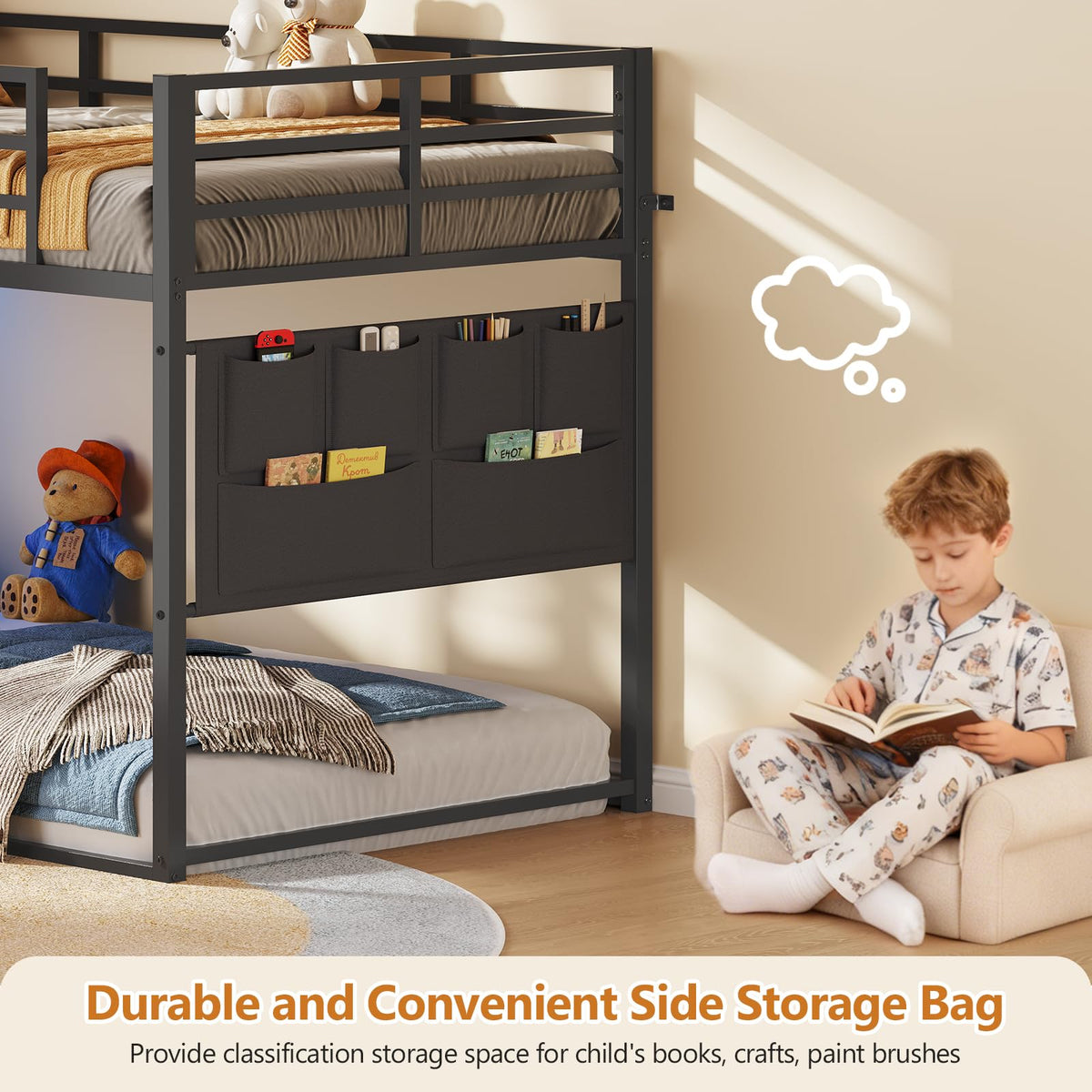 Twin Over Twin Bunk Bed with Stairs and 6 Storage Drawers J622619