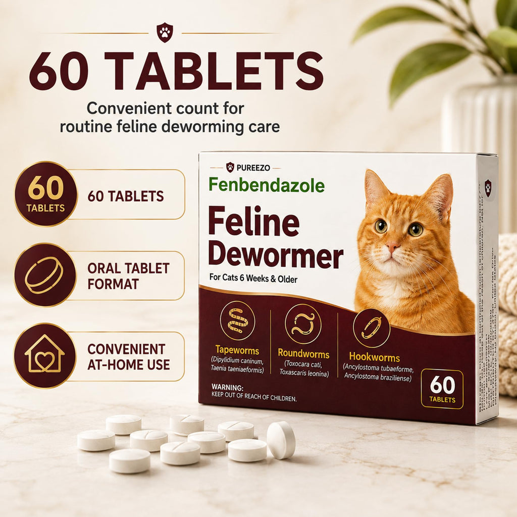 Cat Dewormer Tablets for Tapeworms, Roundworms & Hookworms W526895
