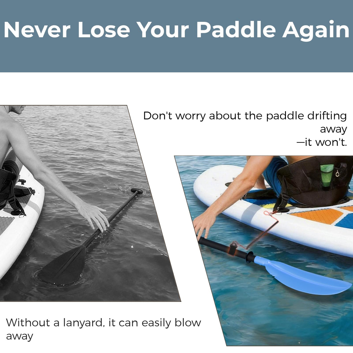 Adjustable Lightweight Floating Kayak Paddle with Safety Rope Y929