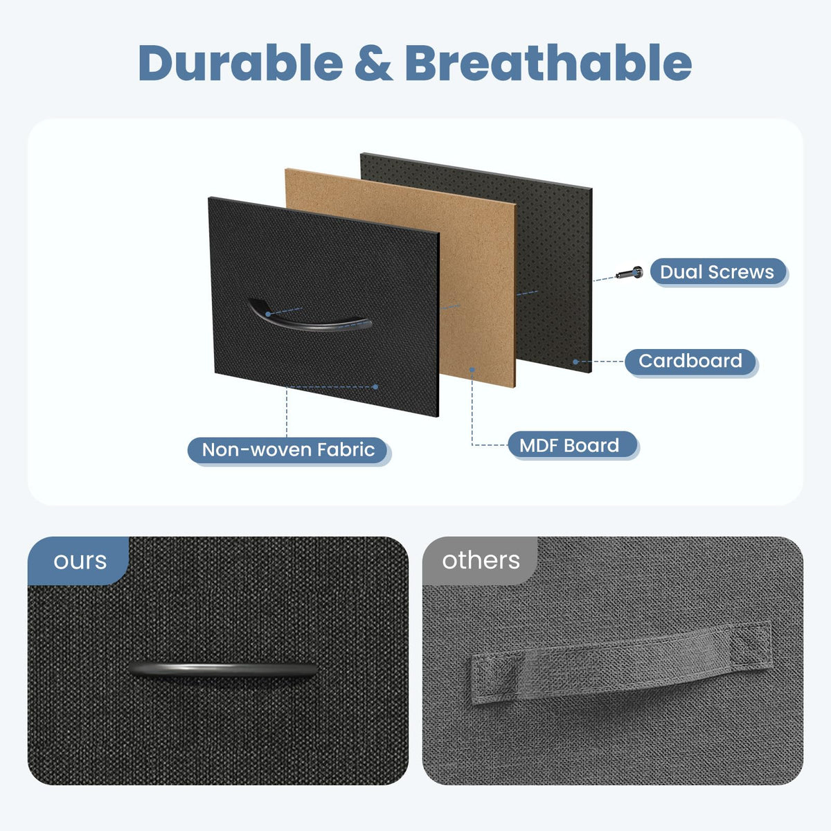 Black 8 Fabric Drawer Dresser with Wood Top D27096
