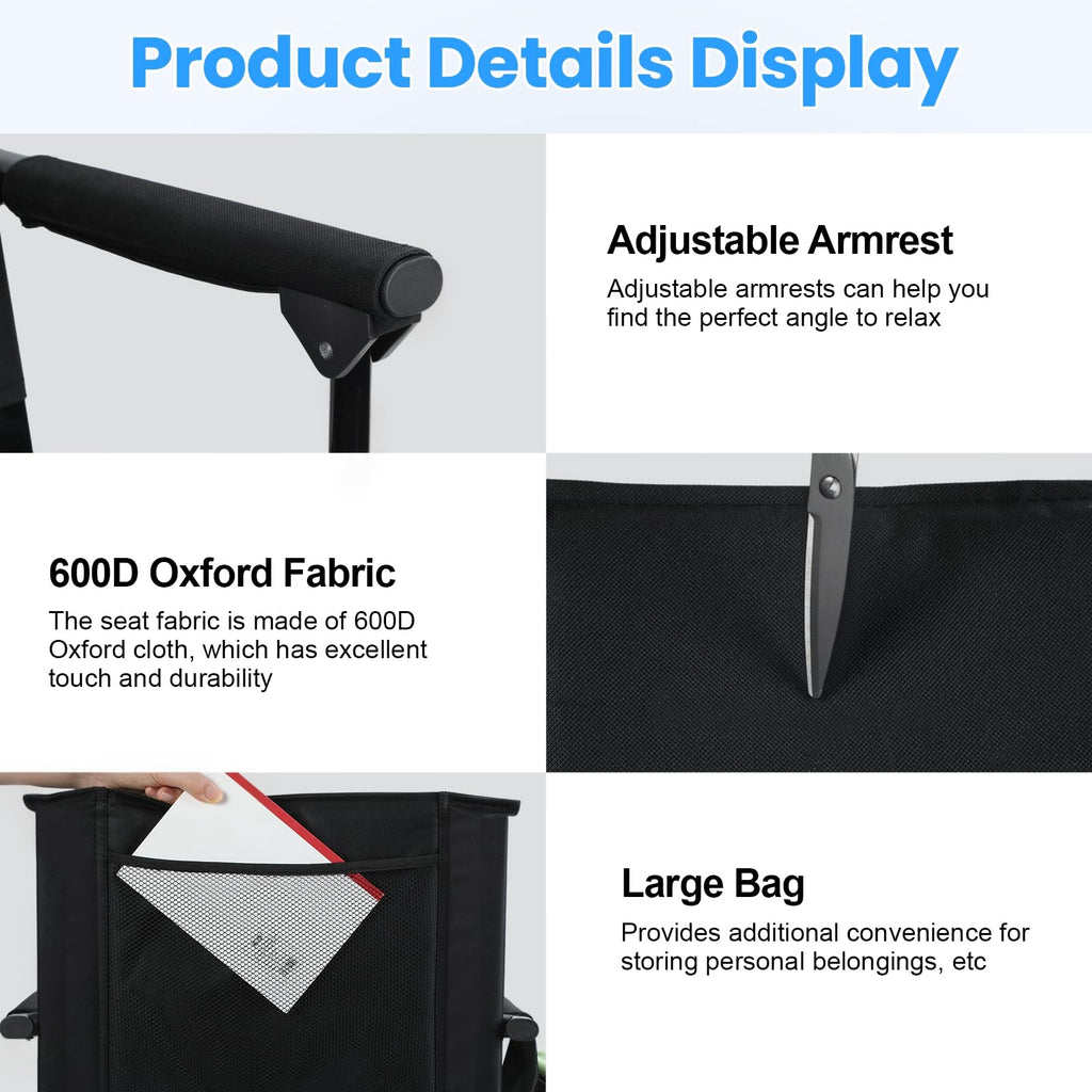 2 Pcs Folding Stadium Seat with Back Support and Cushion L9324