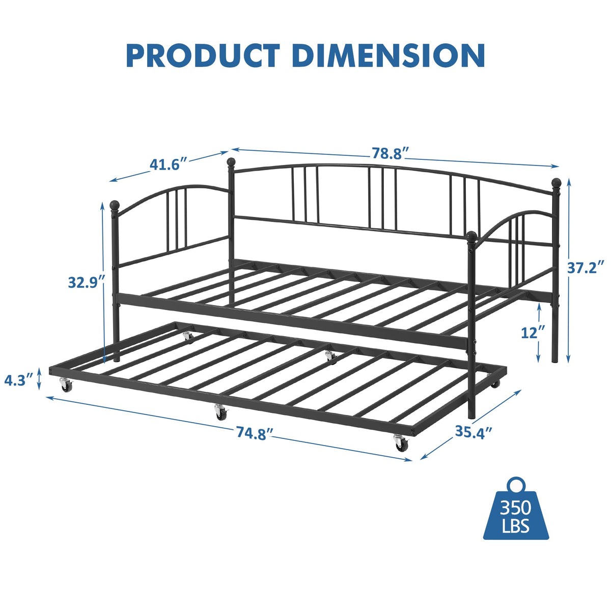 Twin Metal Daybed with Trundle B72183