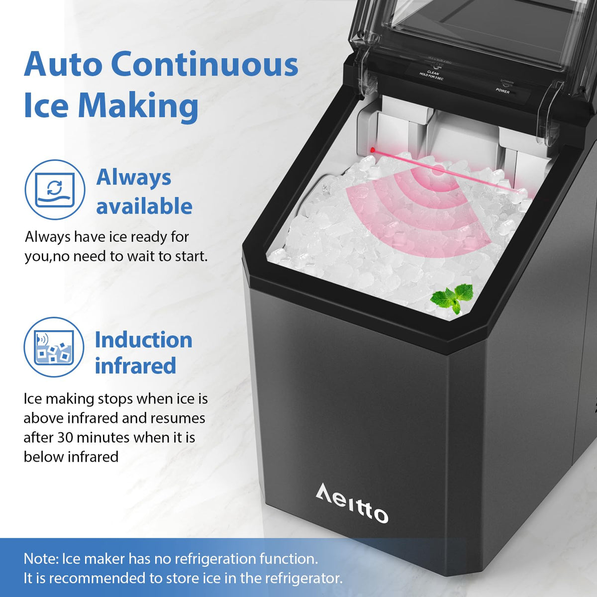 55lbs/Day Self-Cleaning Stainless Steel Nugget Ice Maker Z68218