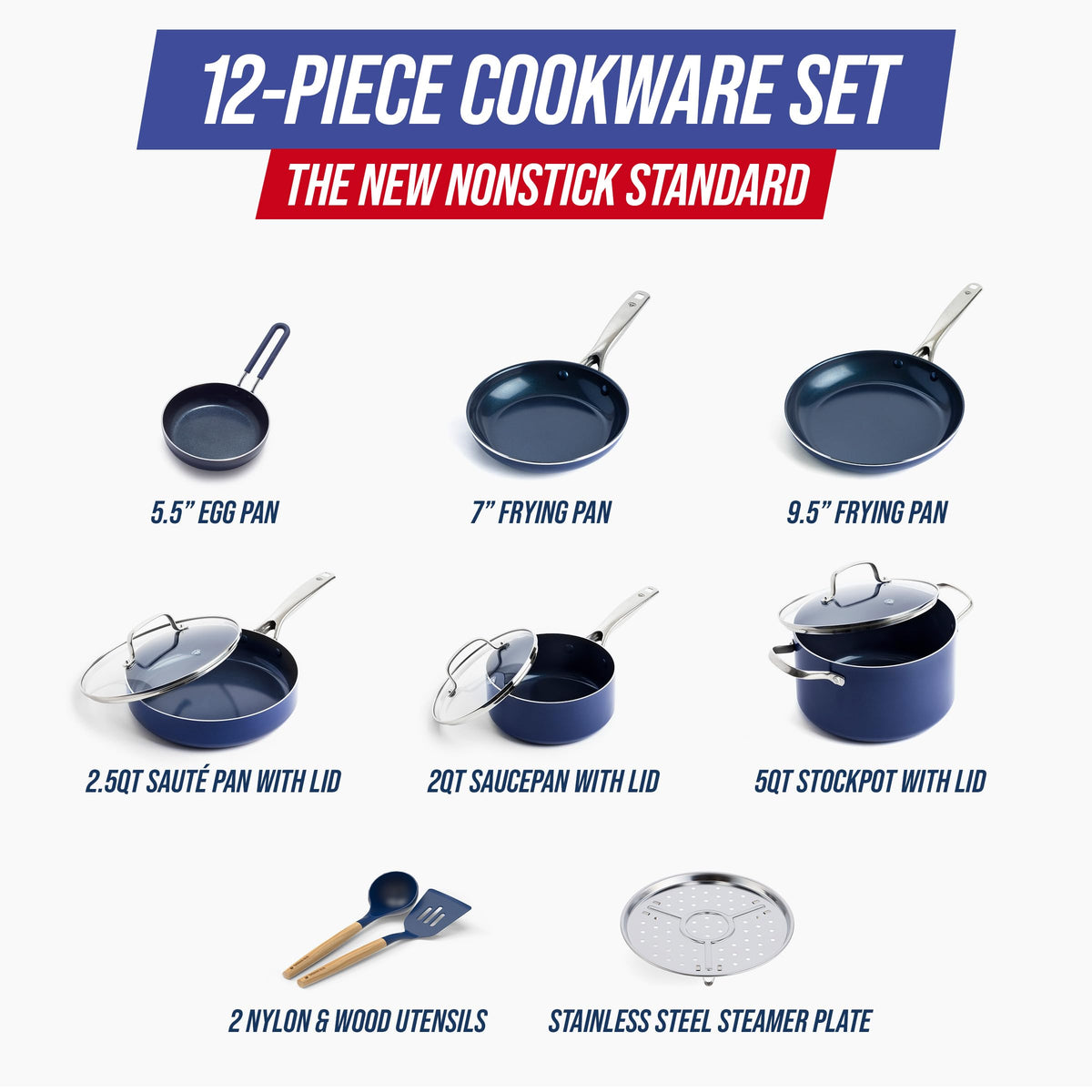 12 Piece Nonstick Ceramic Cookware Set B2840