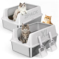 2 Pack XL Stainless Steel Litter Box with High Sides A917346