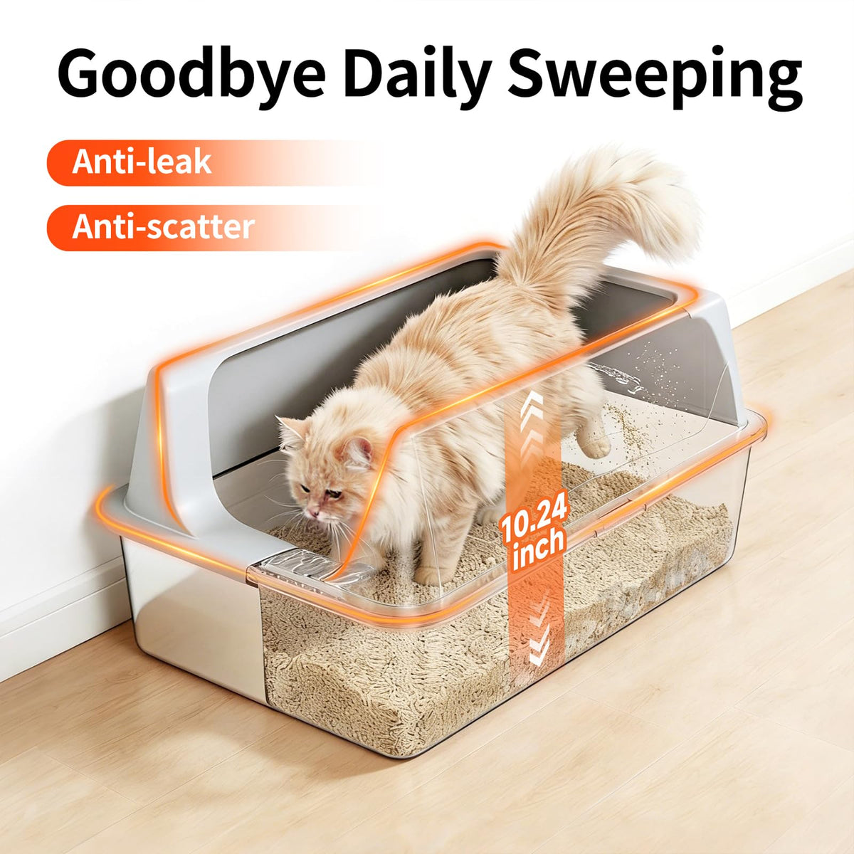 2 Pack XL Stainless Steel Litter Box with High Sides A917346