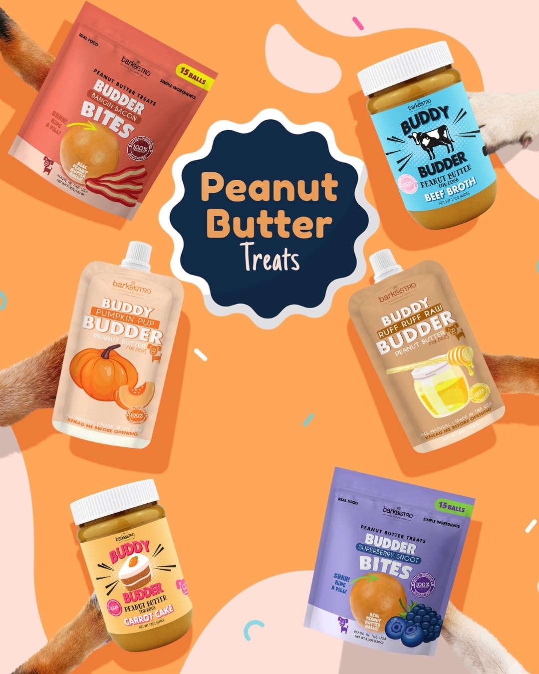 3pk Natural Dog Peanut Butter 4oz Pouches U2430