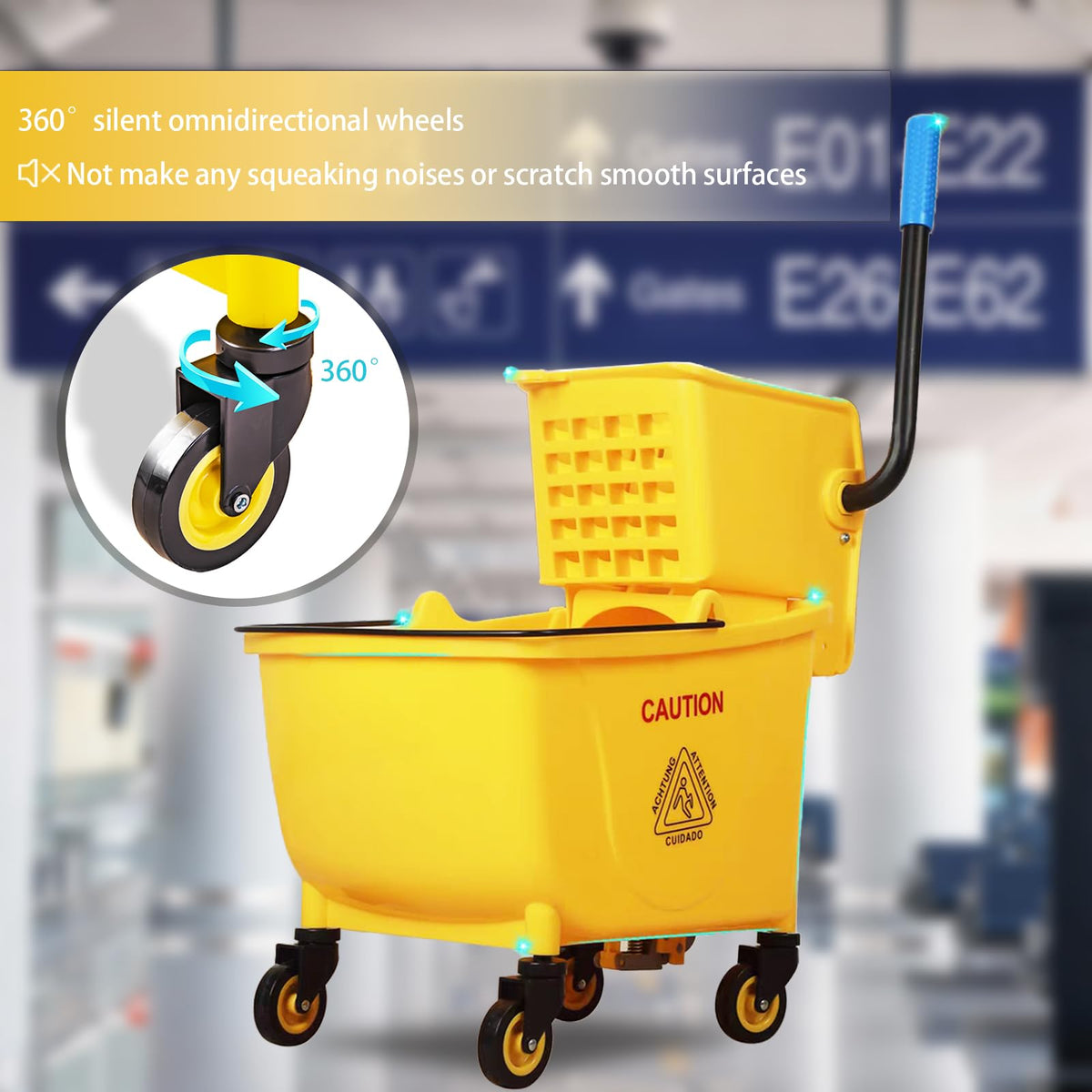33 Qt Mop Bucket with Side-Press Wringer and Cotton Mop S958164