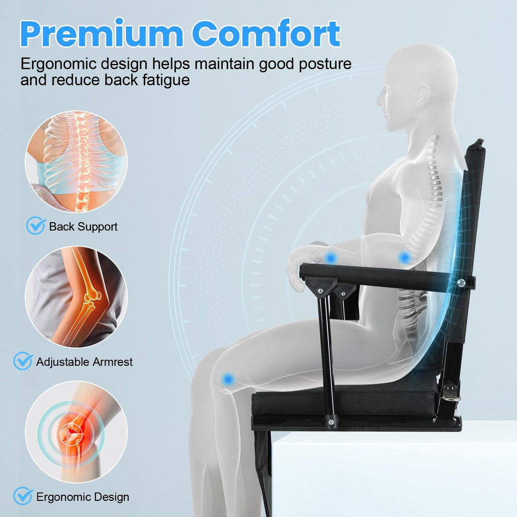 2 Pcs Folding Stadium Seat with Back Support and Cushion L9324