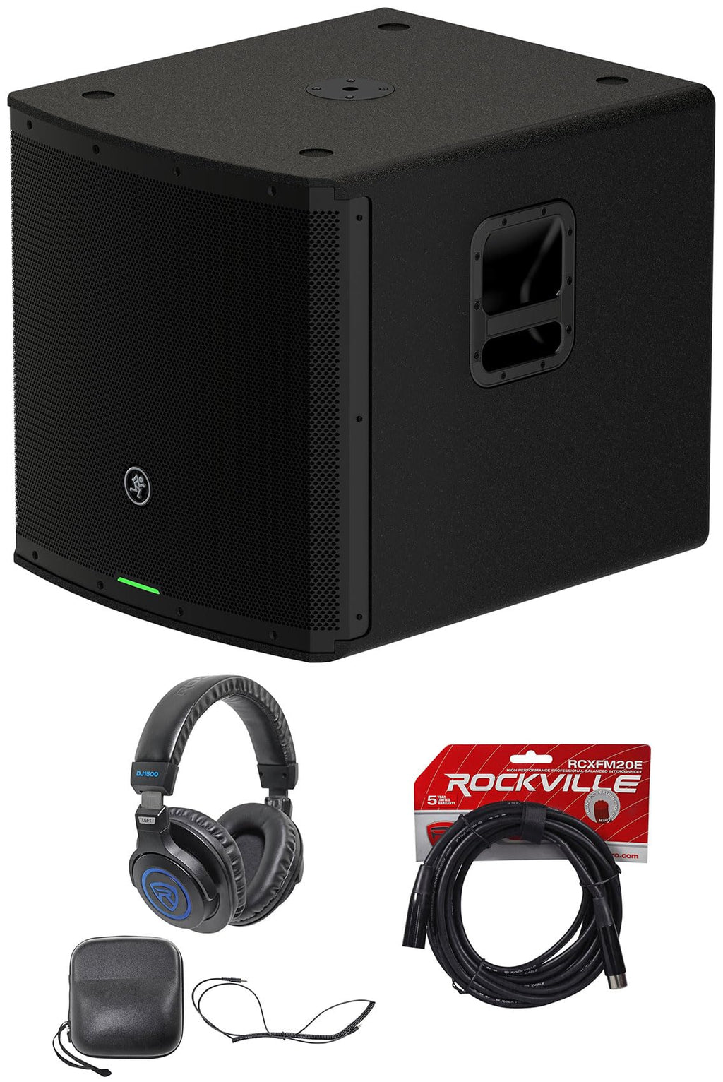 18 1600W Powered Subwoofer with Mic Cable and Headphones A48464