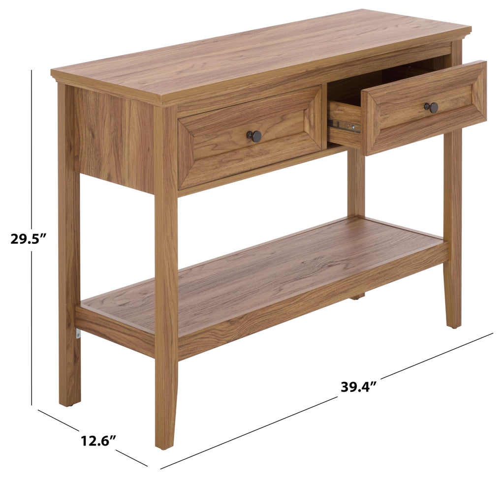 Oak 2-Drawer Console Table with Shelf Storage I21153