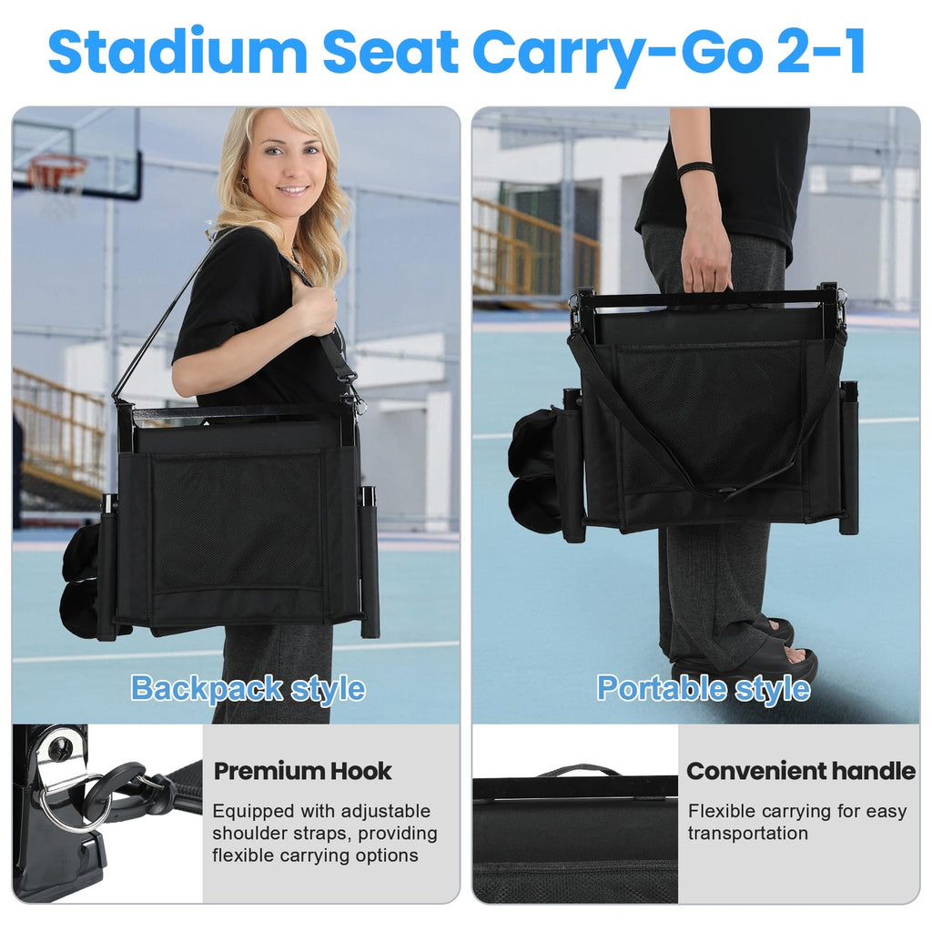 2 Pcs Folding Stadium Seat with Back Support and Cushion L9324