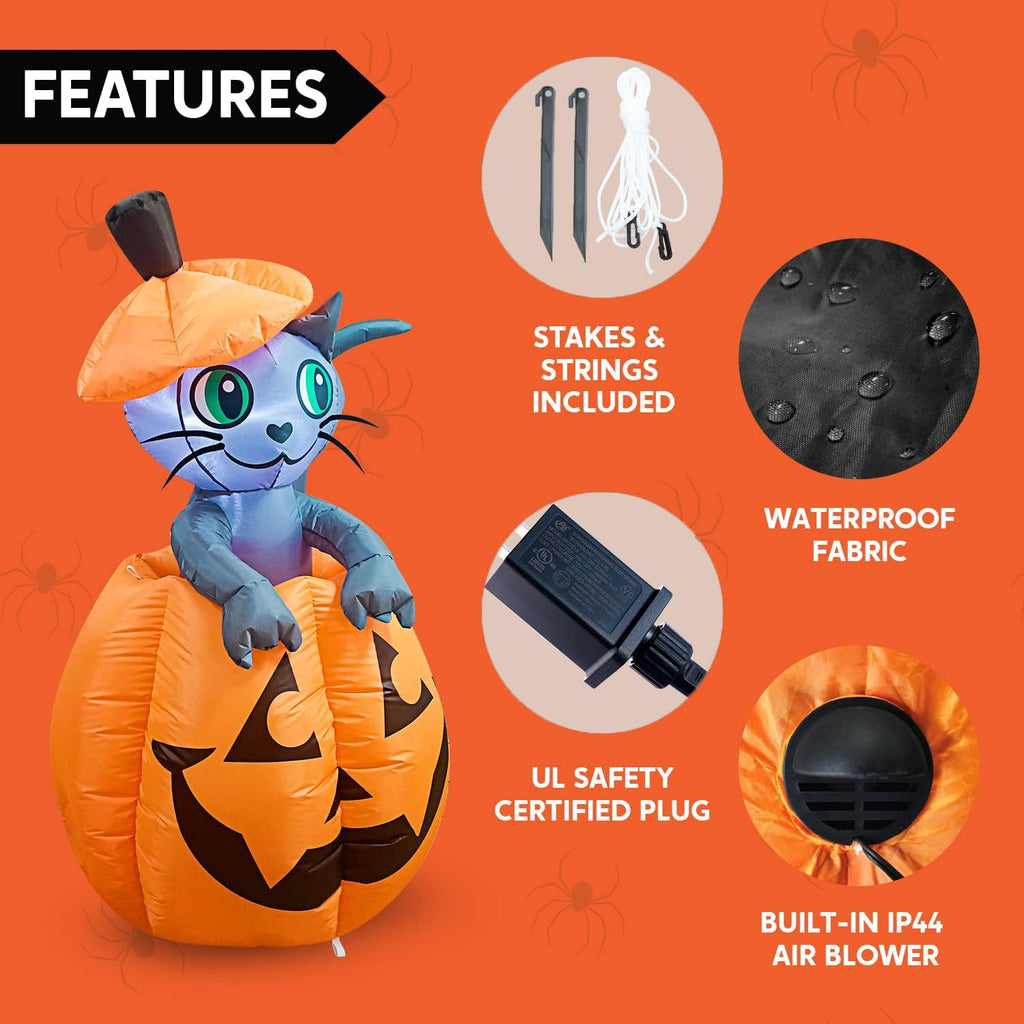 5 FT Animated Pumpkin Inflatable with LEDs O781361