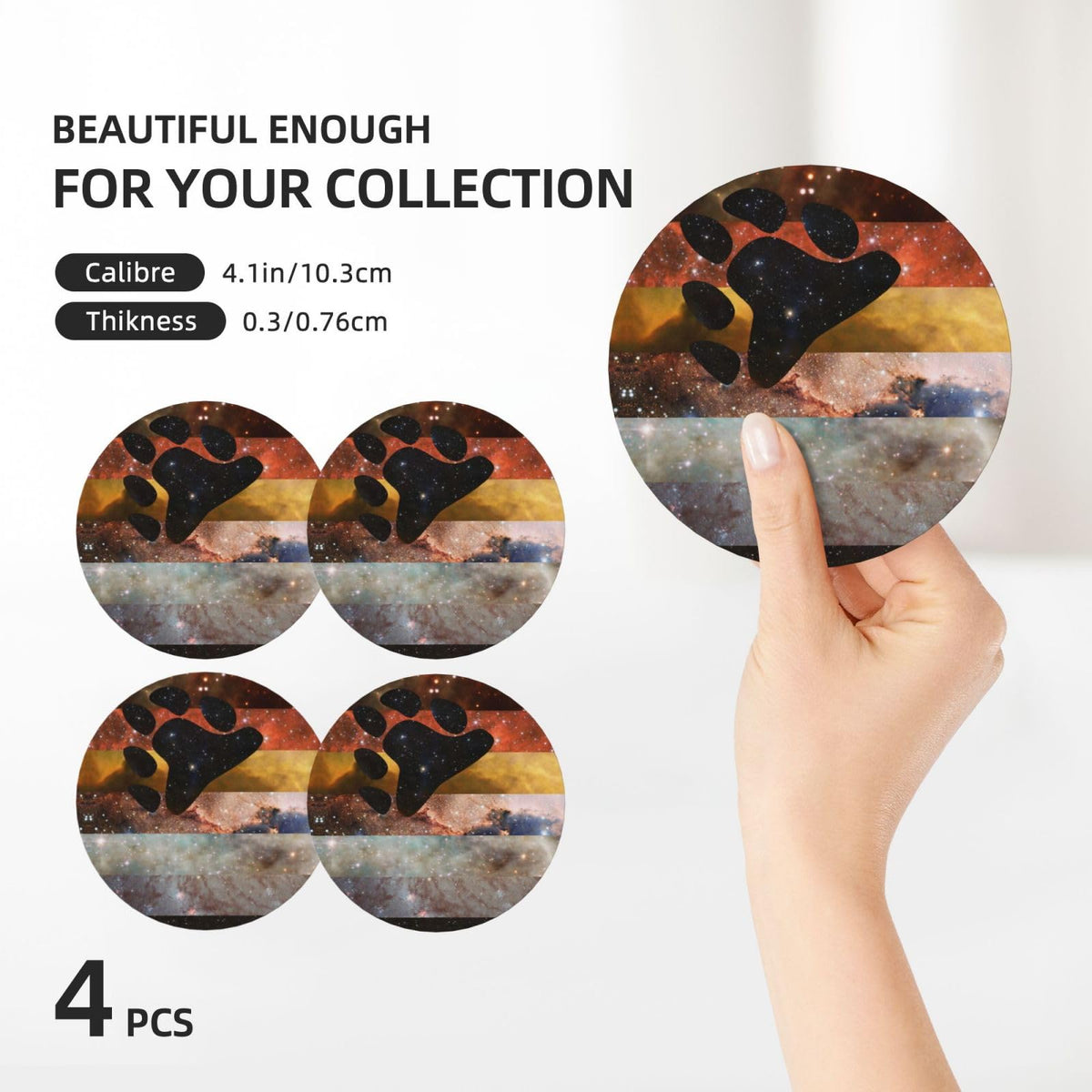 Ceramic Coaster Set Non-Slip Cork Base U1026