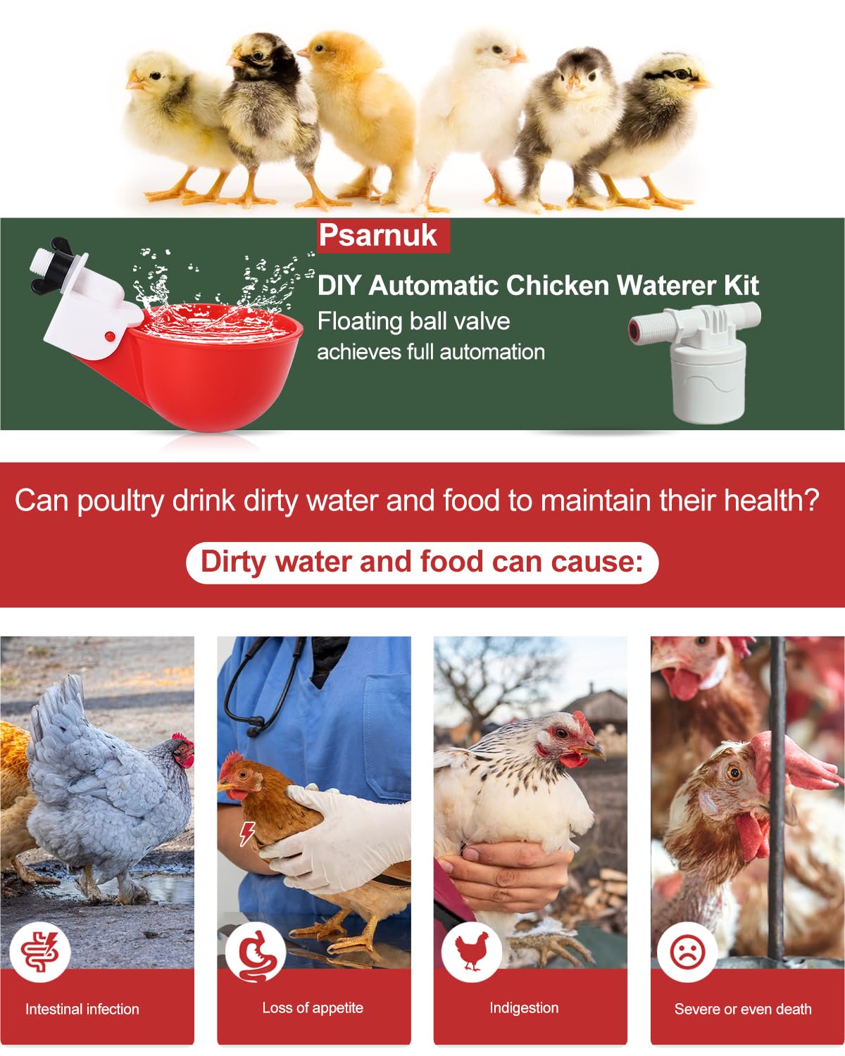 Automatic Chicken Waterer Kit with 4 Cups Z5817