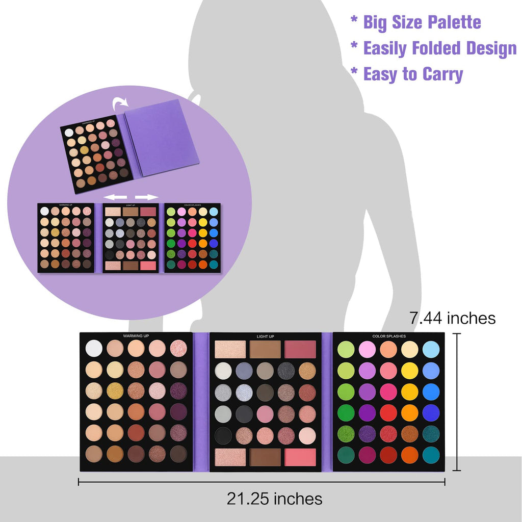 86 Colors Matte Shimmer Eyeshadow Palette with 15 Pcs Brushes D670