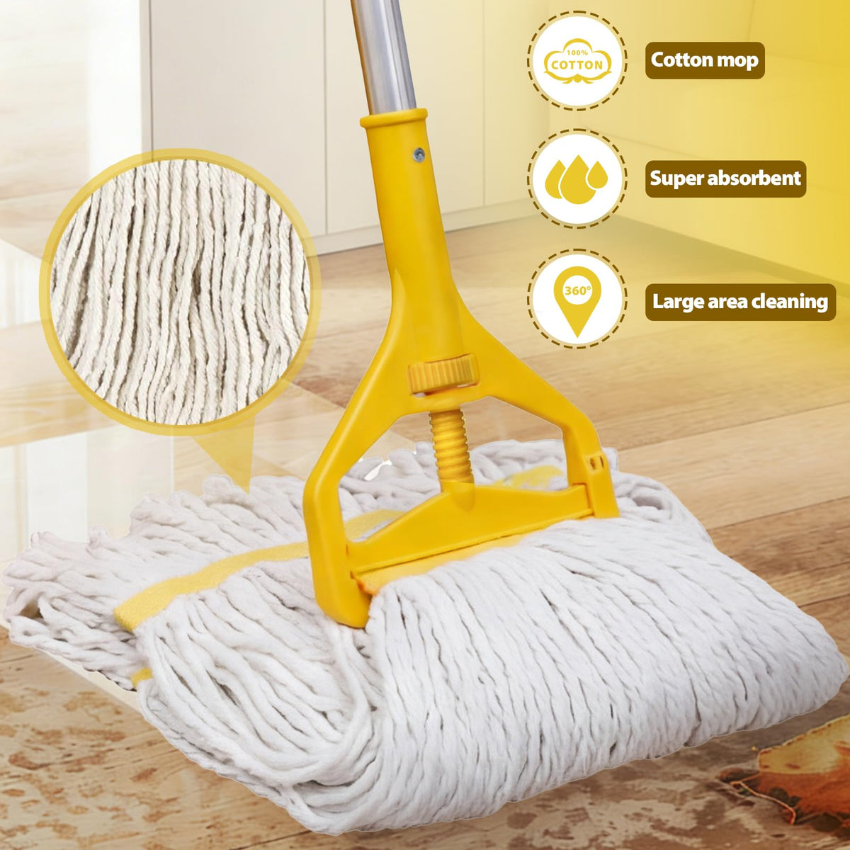 33 Qt Mop Bucket with Side-Press Wringer and Cotton Mop S958164