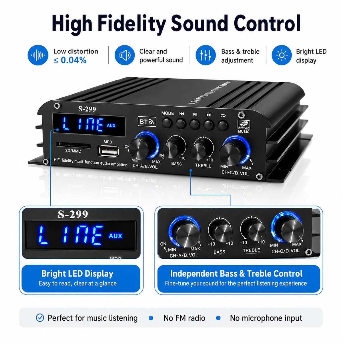 4.1 Channel Home Audio Amplifier Receiver U298
