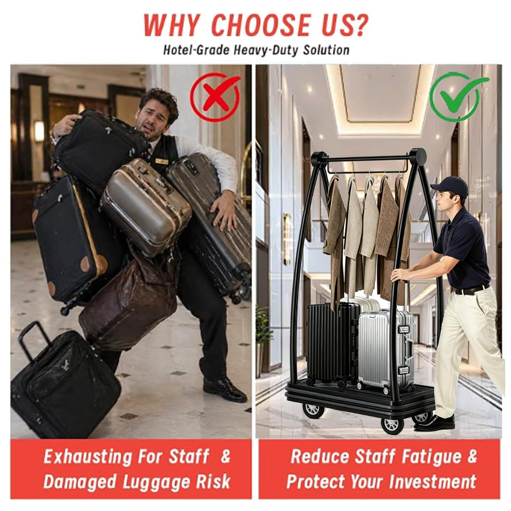 Stainless Steel Baggage Trolley with Wheels E9175