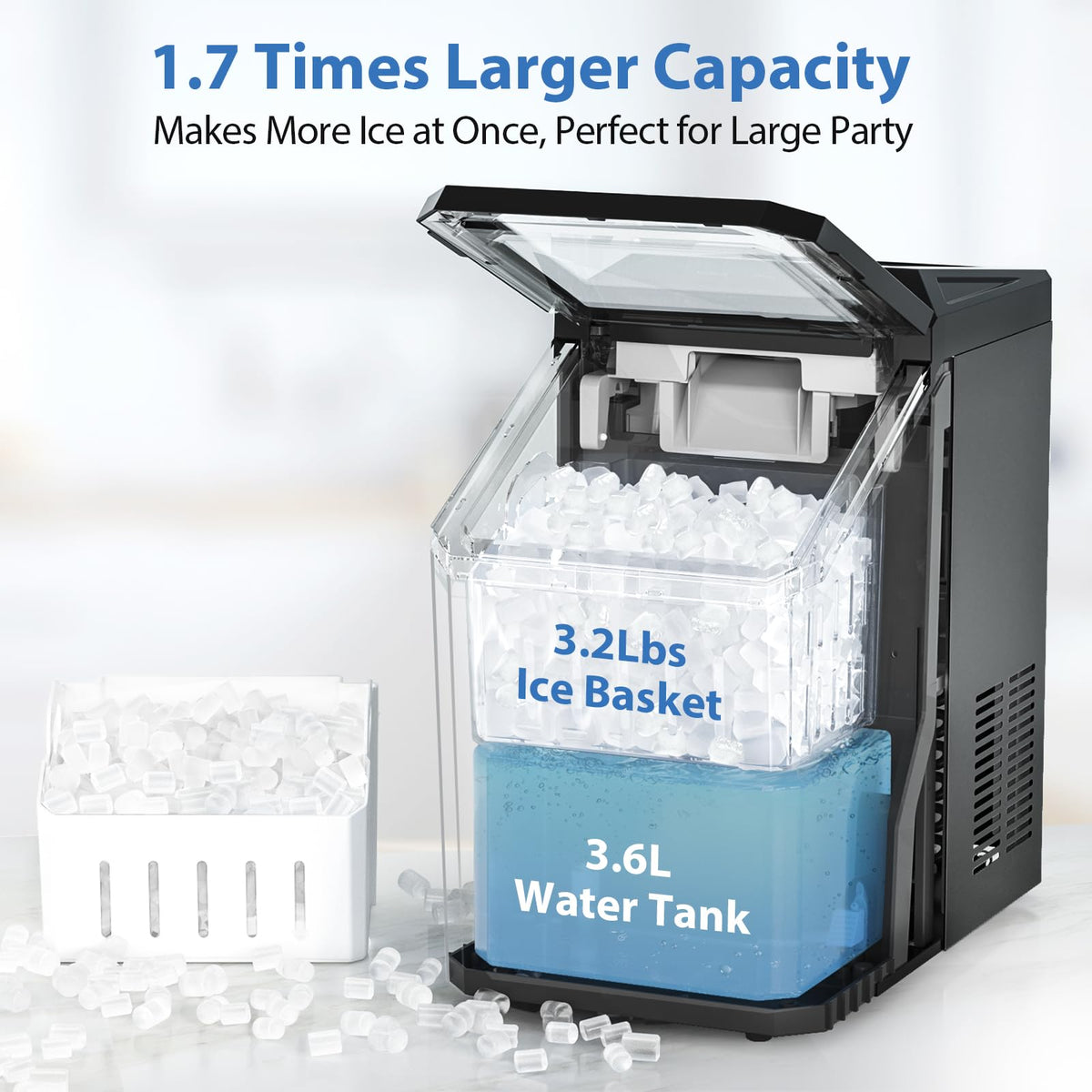 55lbs/Day Self-Cleaning Stainless Steel Nugget Ice Maker Z68218