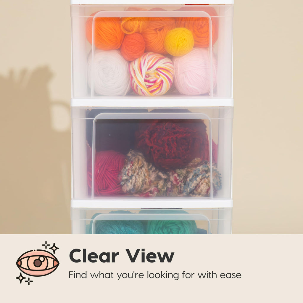 3 Drawer White Clear Storage Organizer Rolling Cart Q7135
