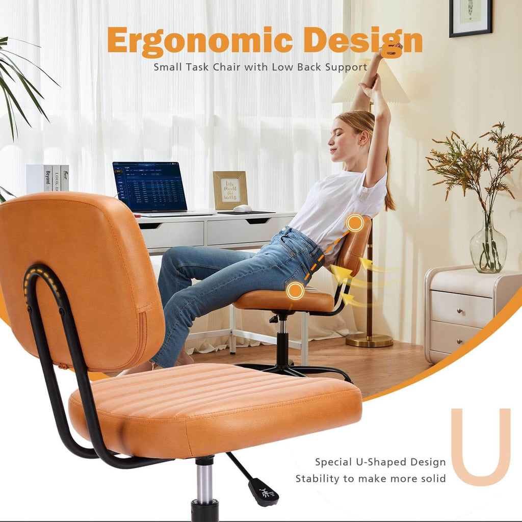 Orange Adjustable Height Swivel Rolling Office Chair Y593