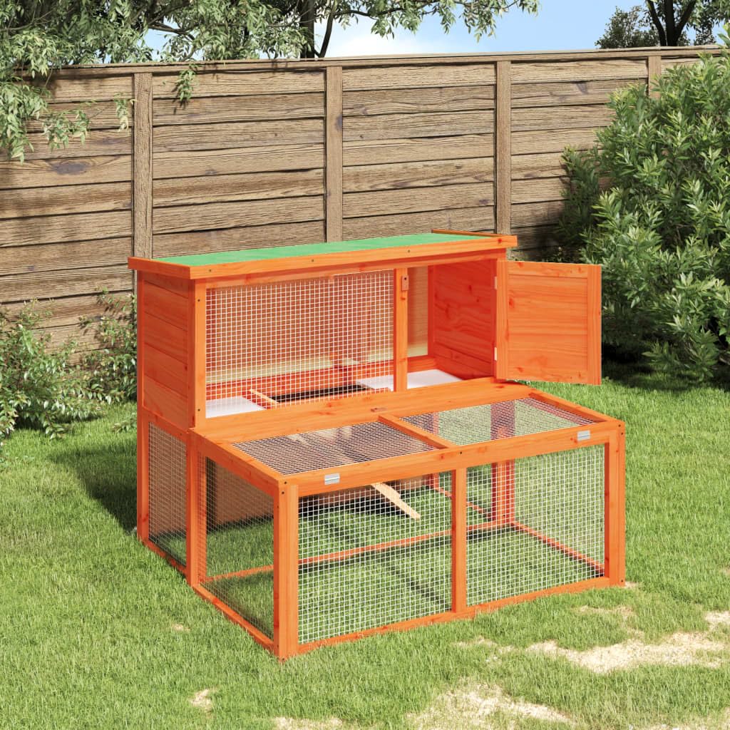2-Tier Solid Pine Wood Rabbit Hutch C93734