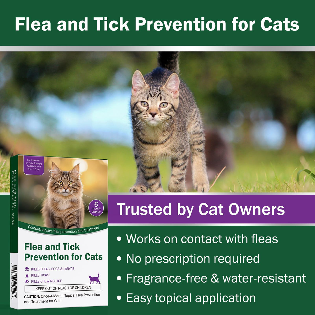 Cat Flea and Tick Prevention 6-Month Supply L6781