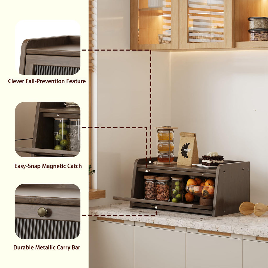 Bamboo Bread Box with Window V965