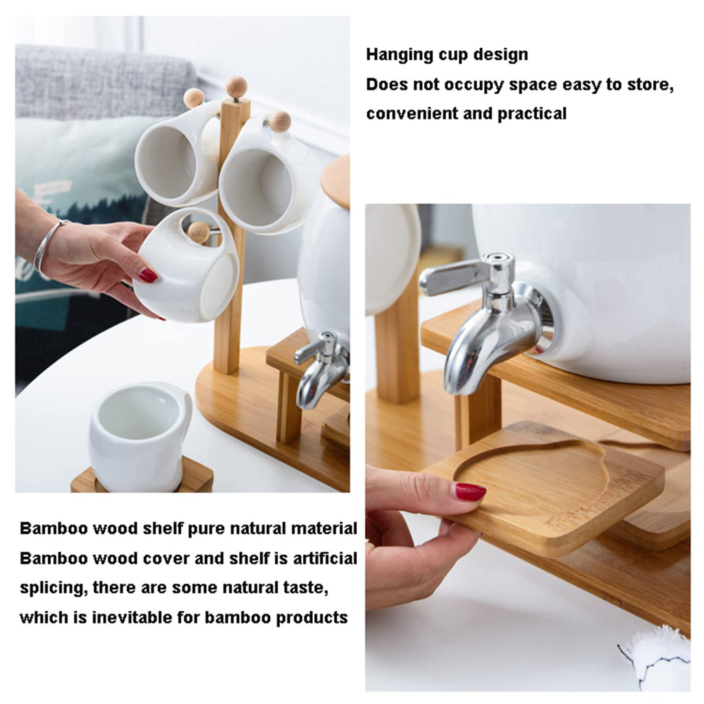 Porcelain Ceramic Crock Water Dispenser with 4 Mugs P620