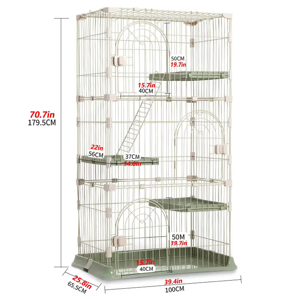 3/4-Tier Wire Cat Cage Playpen Kennel with Hammock and 3 Platforms E2255
