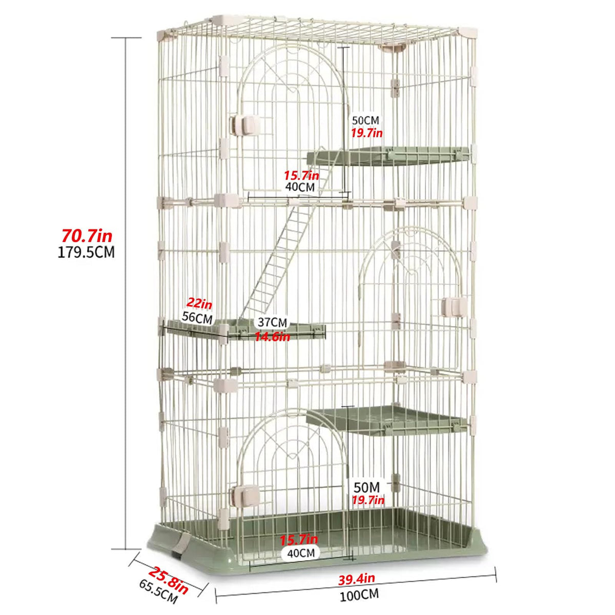 3/4-Tier Wire Cat Cage Playpen Kennel with Hammock and 3 Platforms E2255