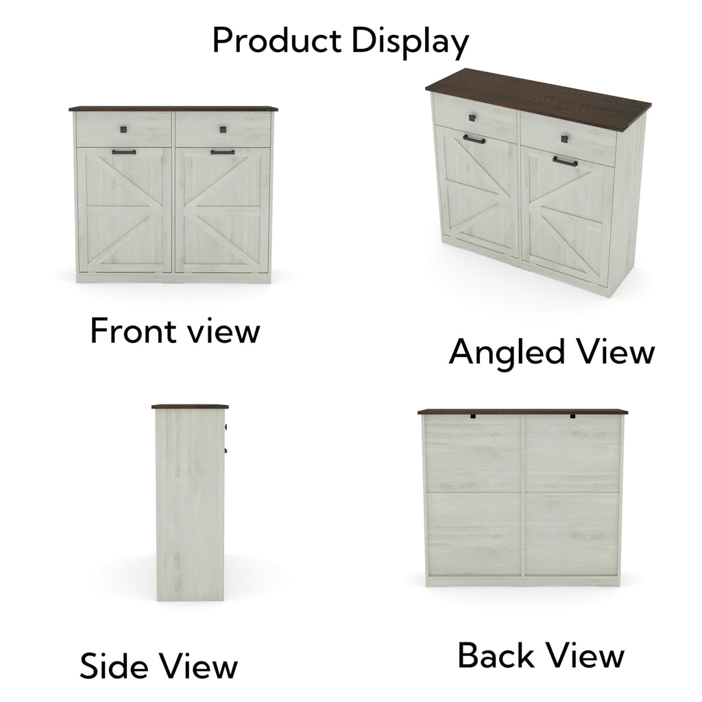 Antique White Tilt Out Trash Cabinet with 2 Drawers A372