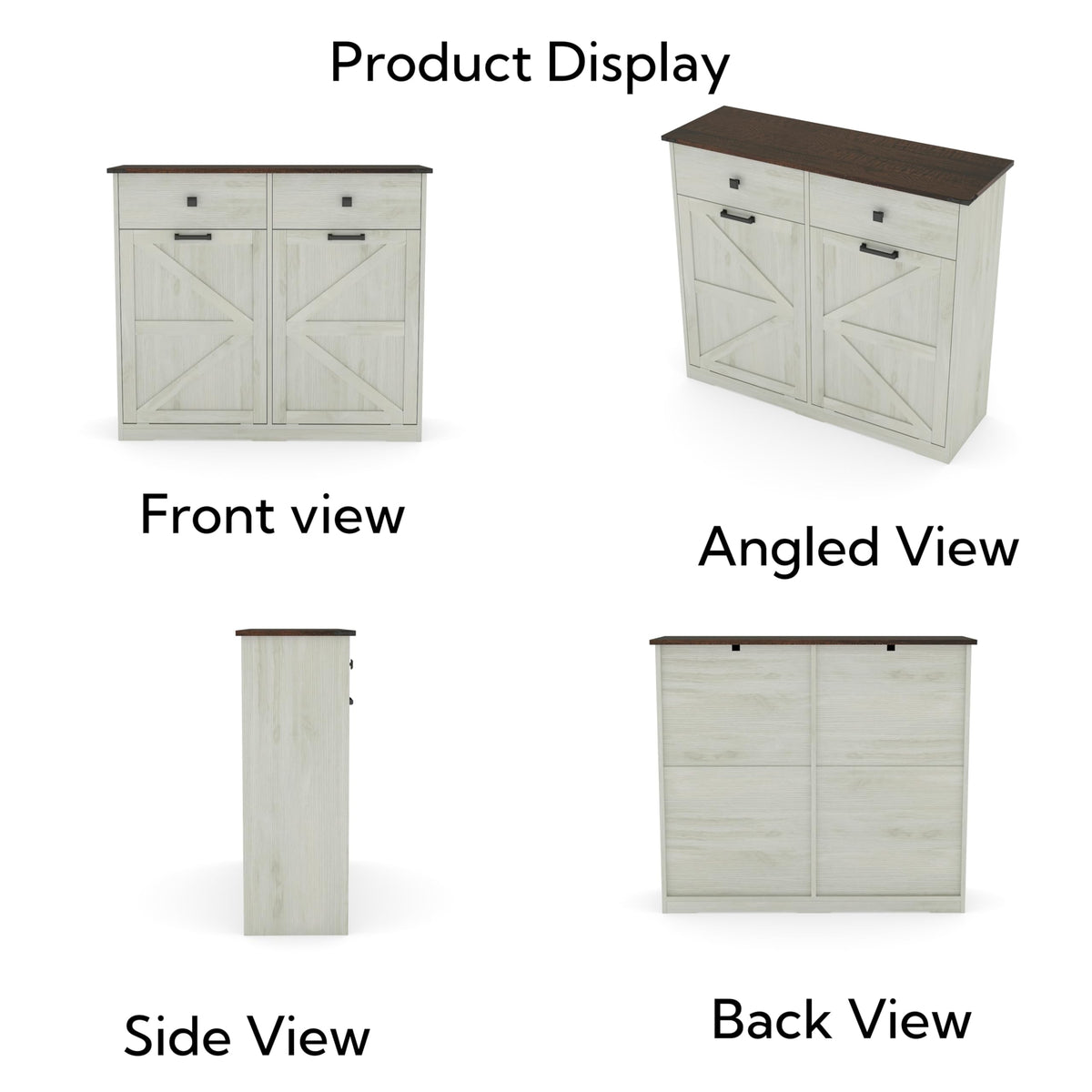 Antique White Tilt Out Trash Cabinet with 2 Drawers A372