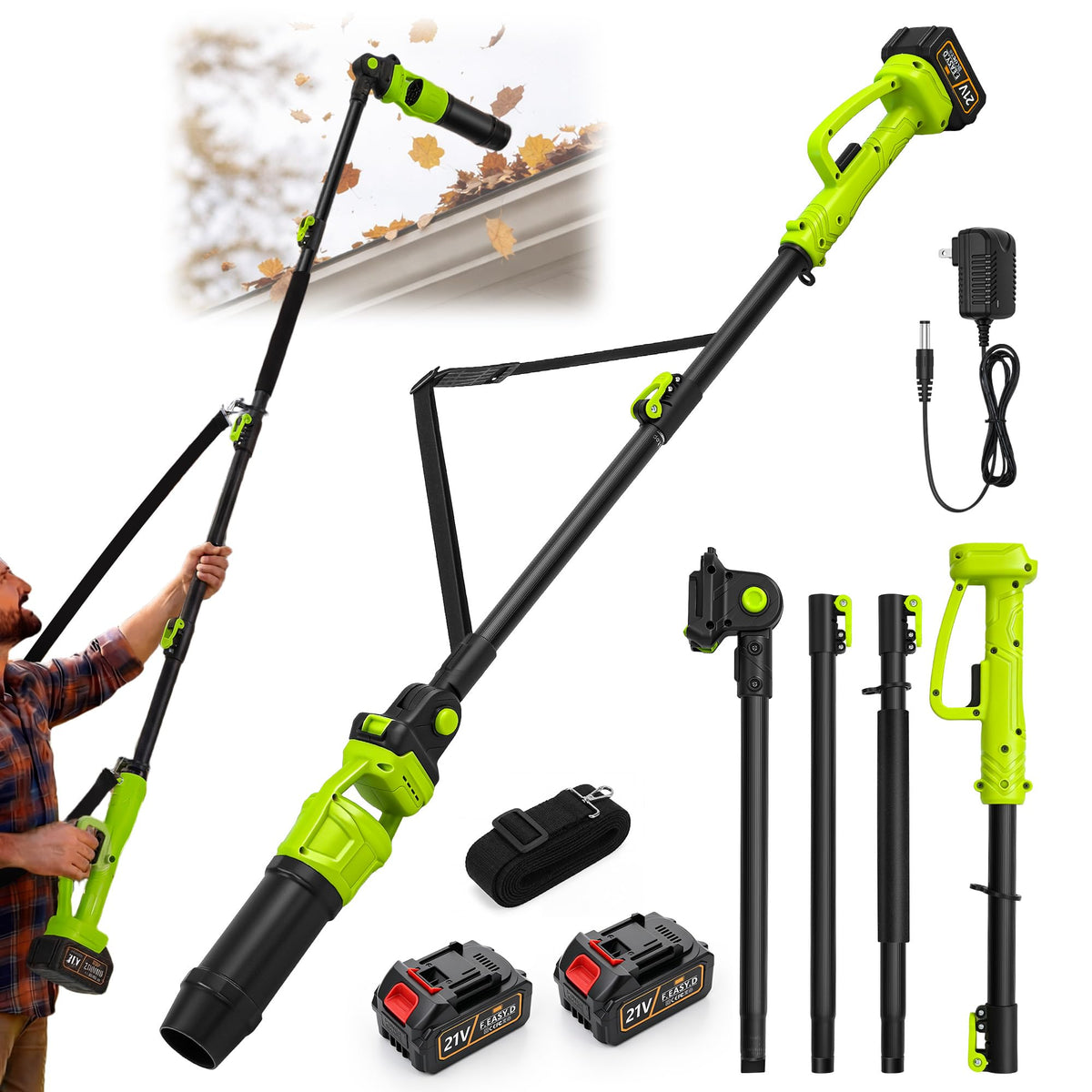 Cordless Leaf Blower with 2 Batteries 21V, 580CFM/180MPH Y111690