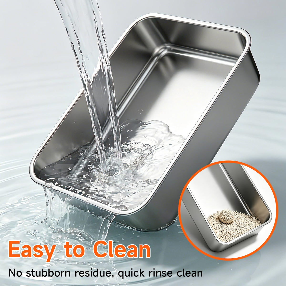 2 Pack XL Stainless Steel Litter Box with High Sides A917346
