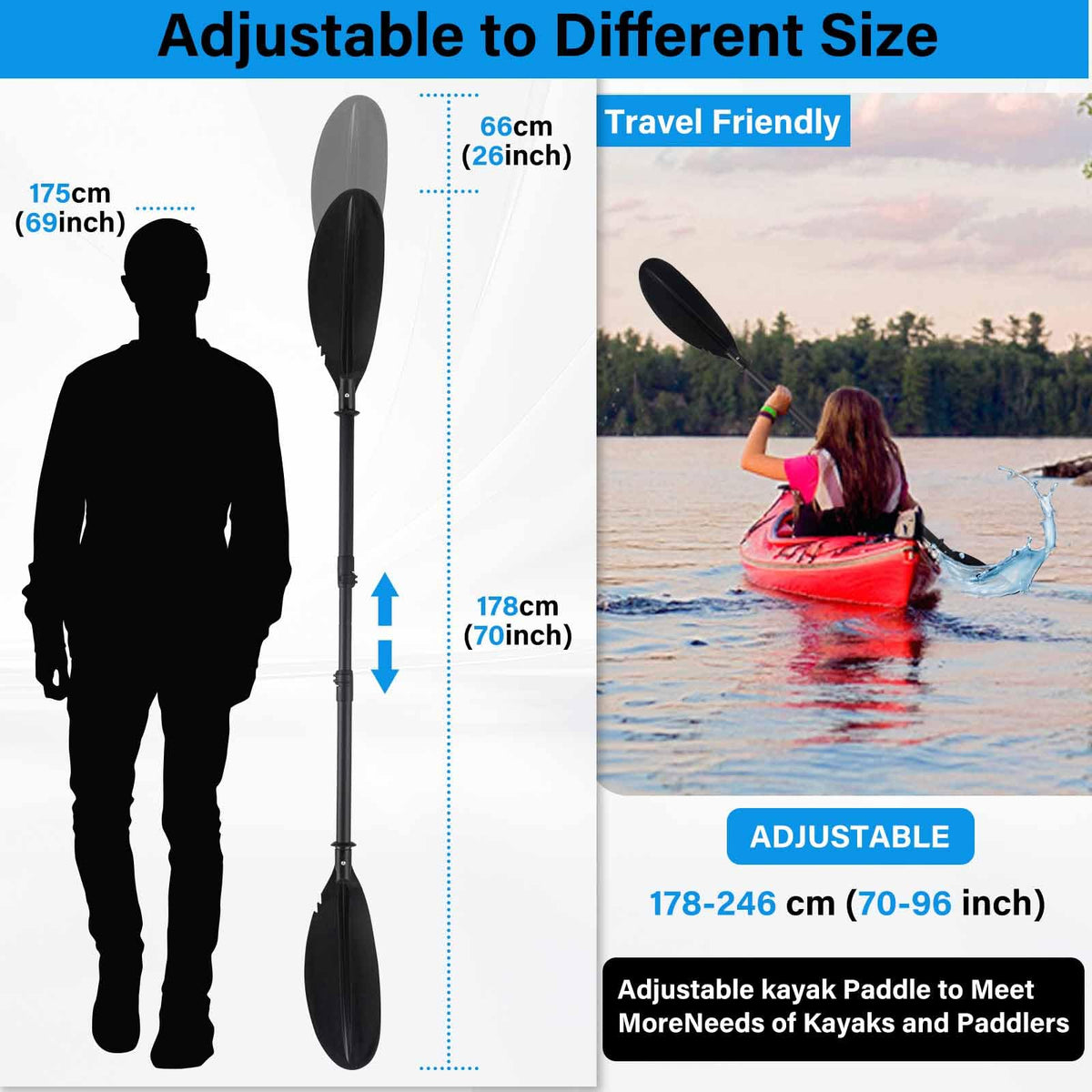 Adjustable Kayak Paddle with Drip Loop B547945