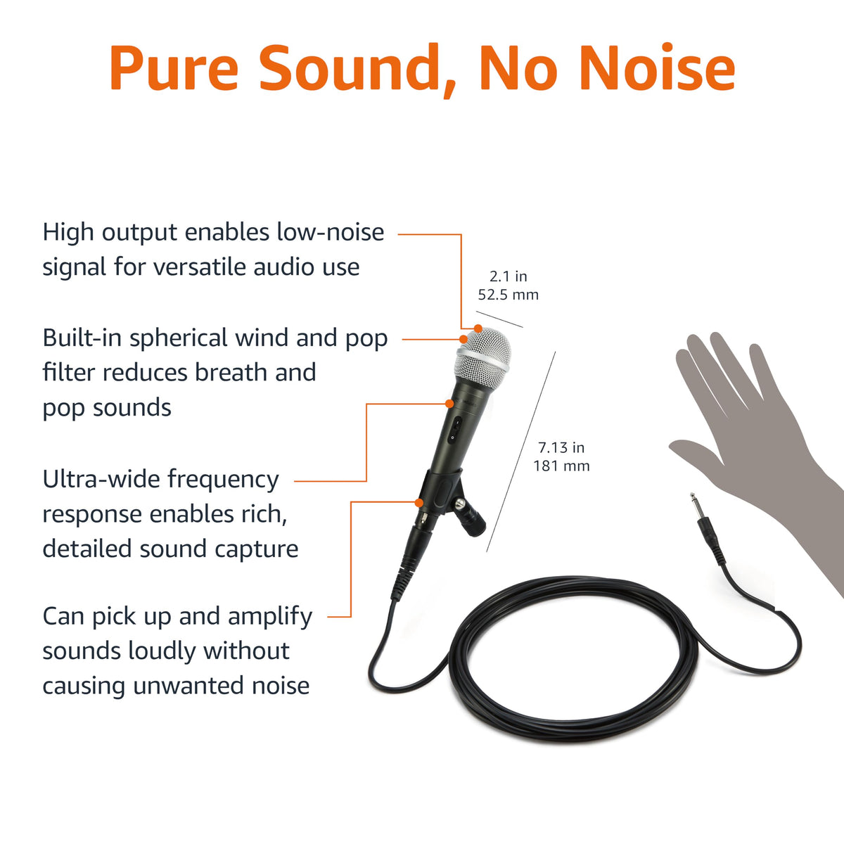 Dynamic Vocal Microphone with Cable, Cardioid L245