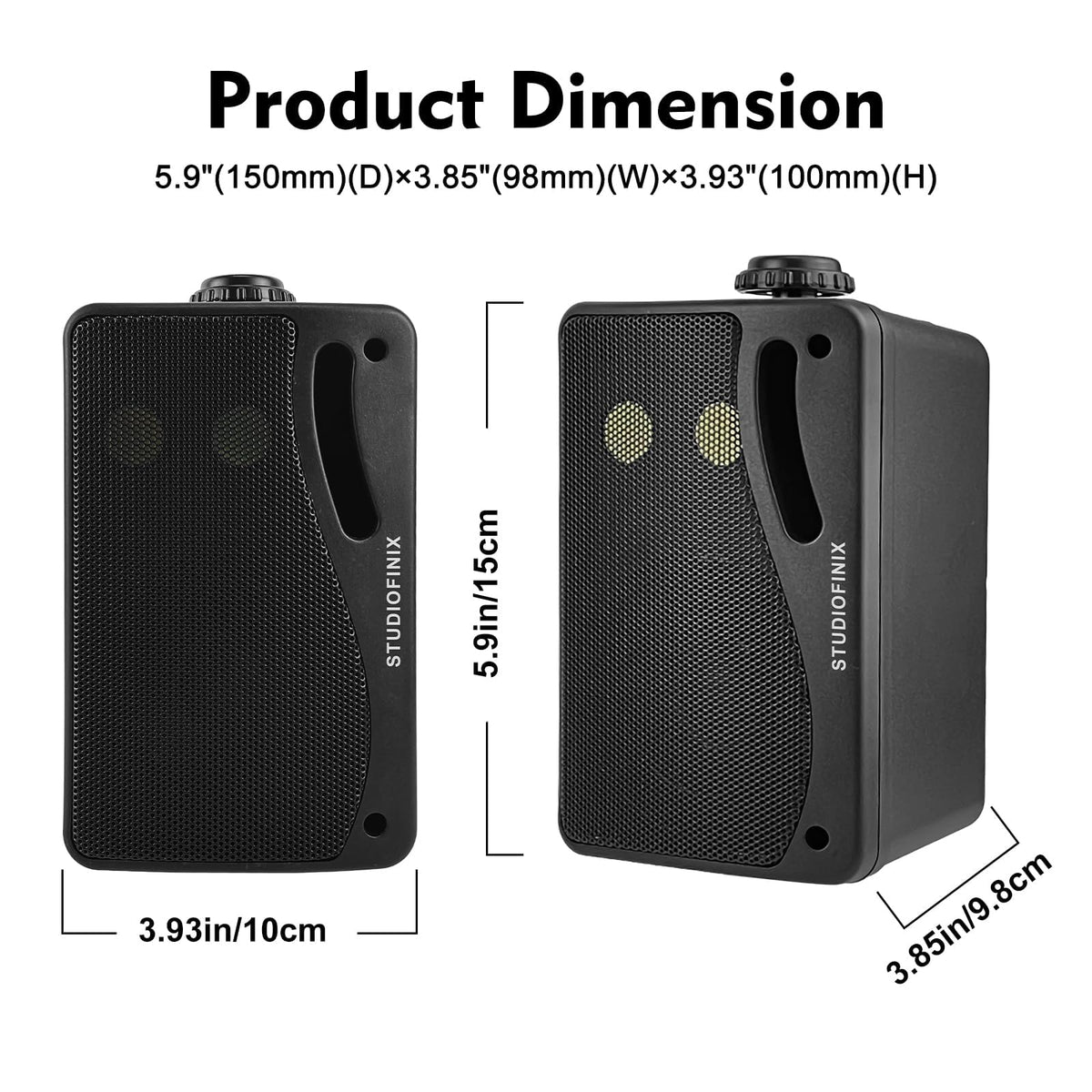 3.5 Inch Indoor Outdoor Wall Mounted Bluetooth Speakers, 200W 3-Way Waterproof, Black, 2 Pack X8881