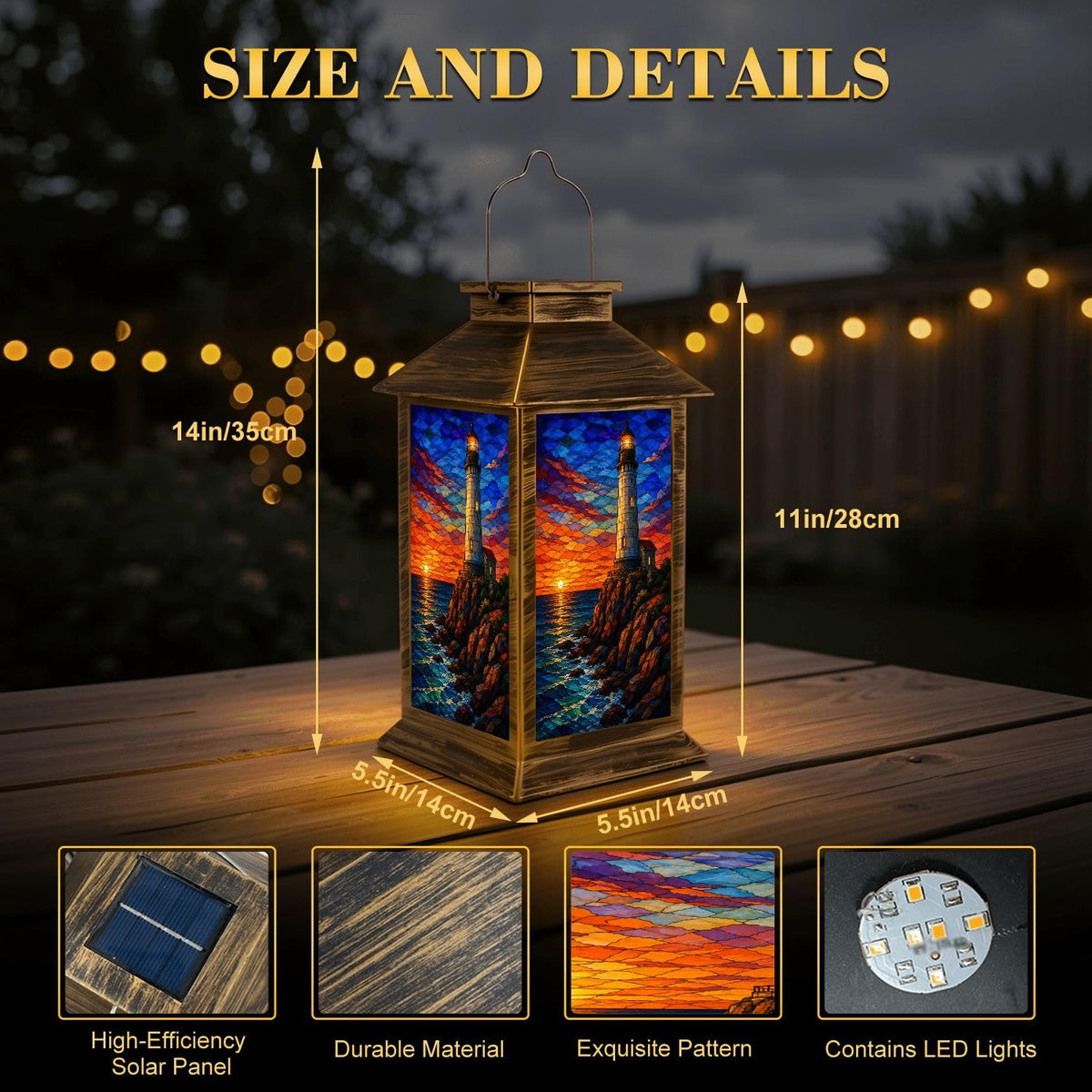 Waterproof Mosaic LED Solar Lantern S7087