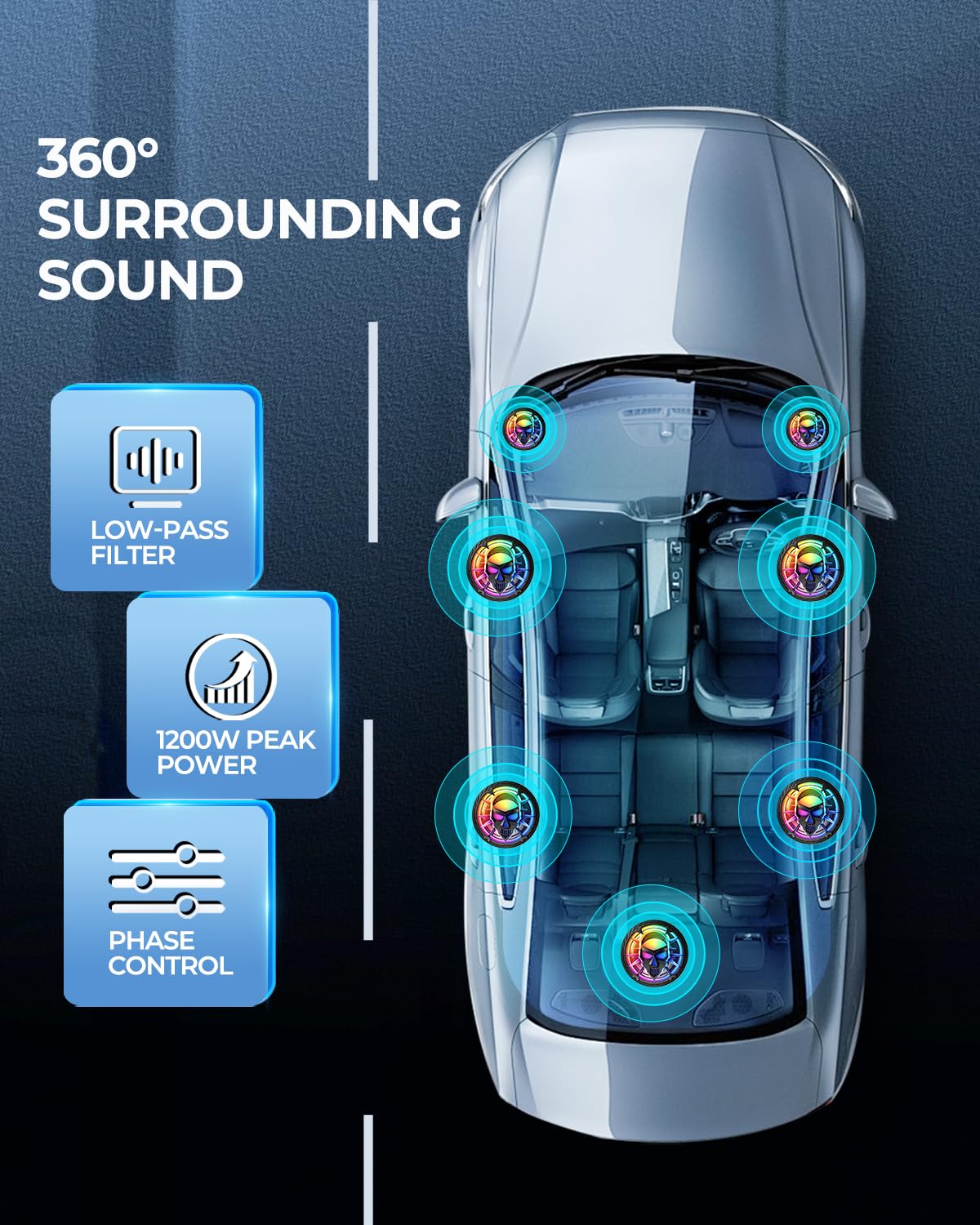 1200W 10" Slim Under Seat Car Subwoofer with Built-in Amplifier A599715