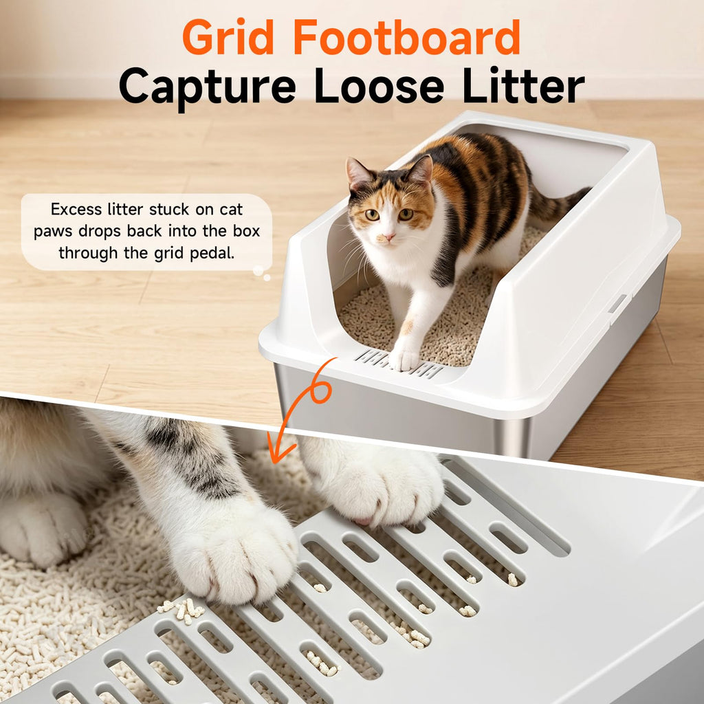 2 Pack XL Stainless Steel Litter Box with High Sides A917346