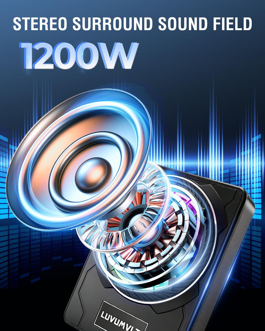 1200W 10" Slim Under Seat Car Subwoofer with Built-in Amplifier A599715