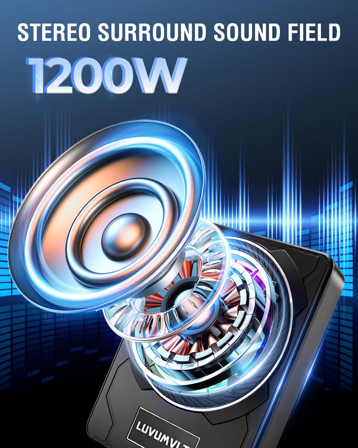 1200W 10" Slim Under Seat Car Subwoofer with Built-in Amplifier A599715